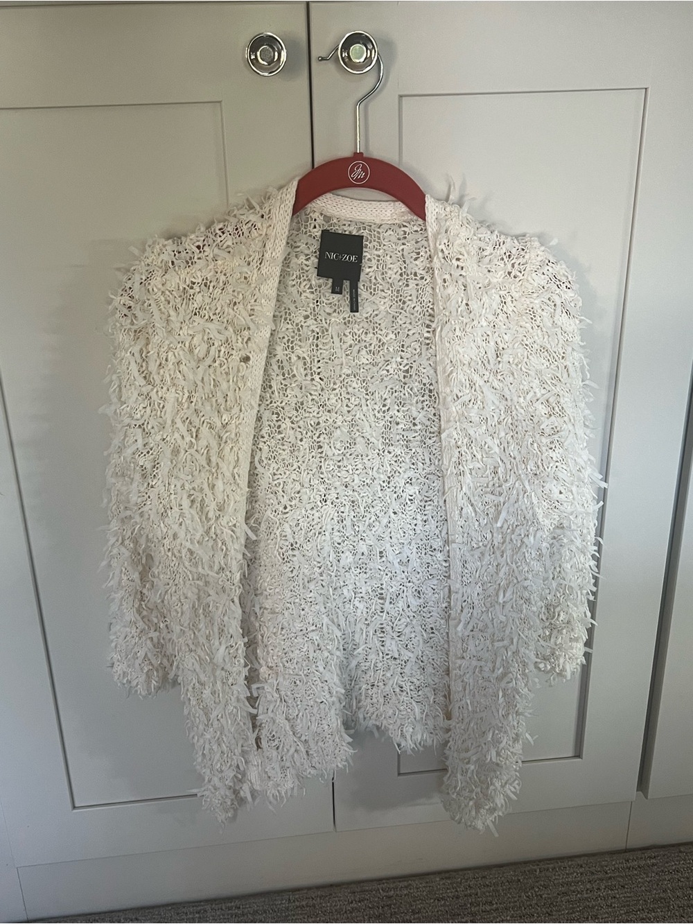 NIC+ZOE Cream Shaggy Open-Front Cardigan